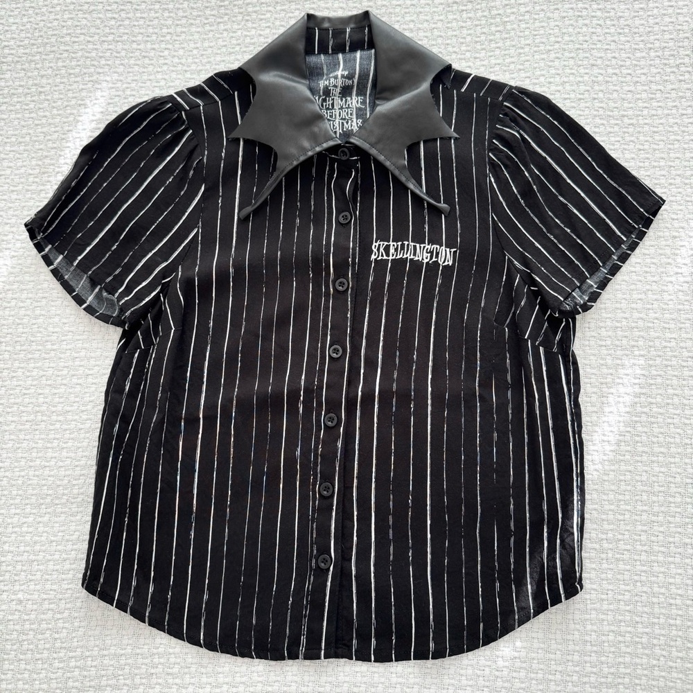 The Nightmare Before Christmas Jack Skellington Bat Collar Shirt, Womens XS